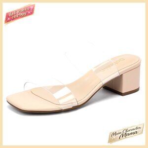 Women's Heeled Sandals 2-Inch Chunky Block Heel Square Toe Wide Fit